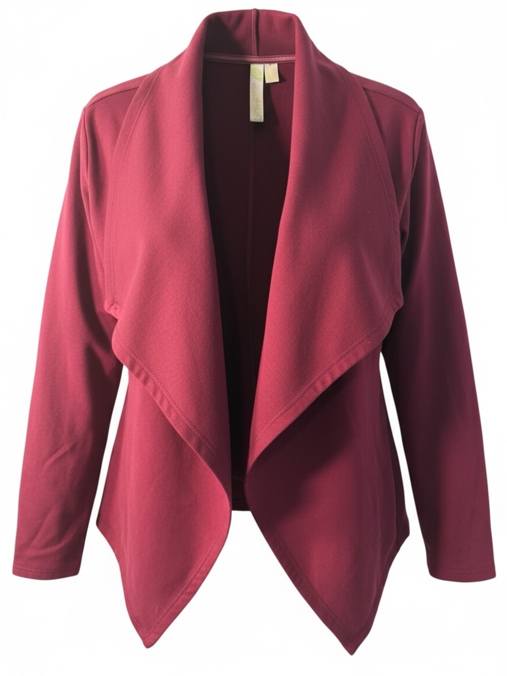 GreenTea Open-Front Draped Jacket in Berry